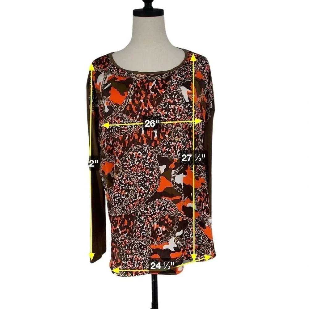 Michael Kors Women's XL Chain Camouflage Blouse‎